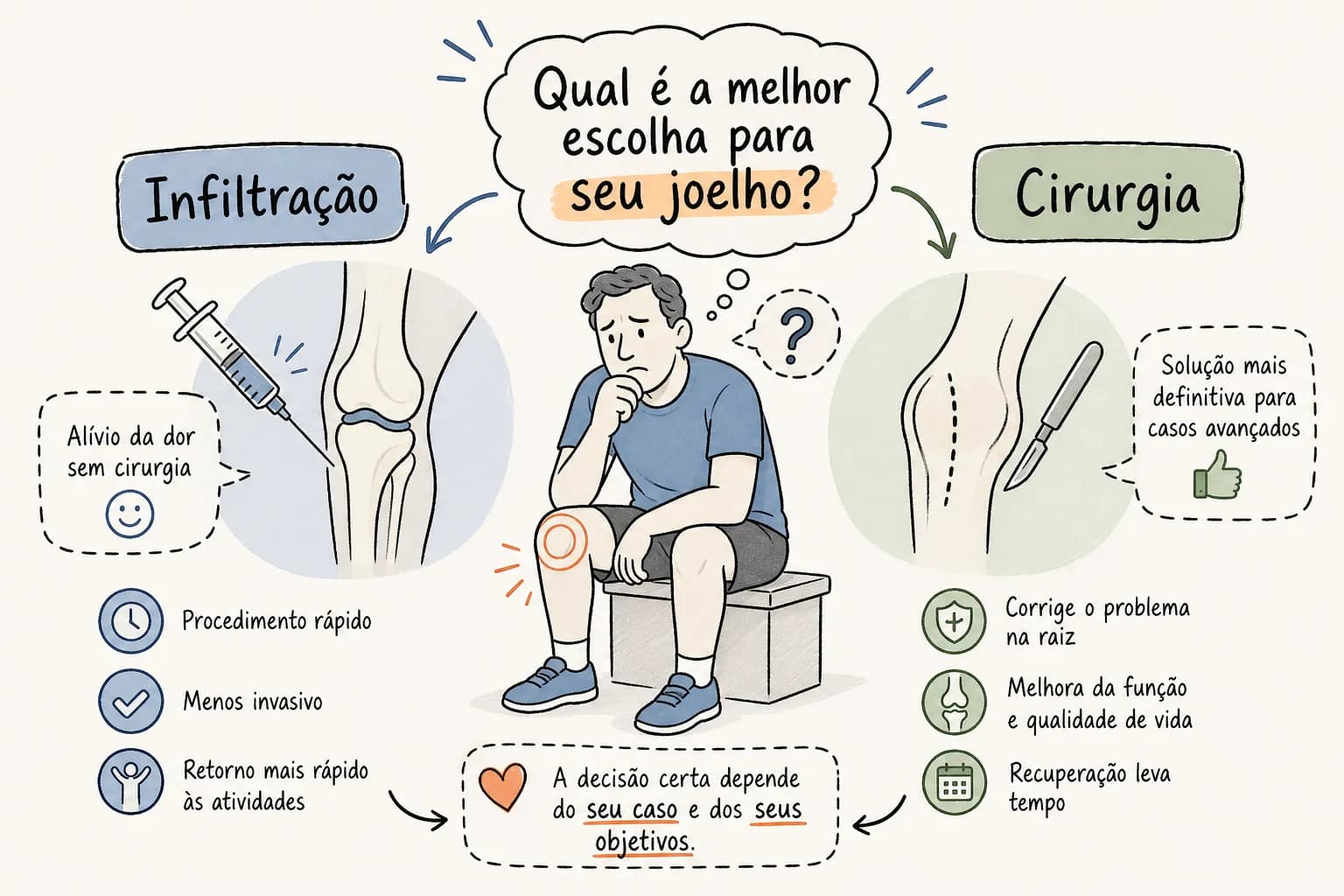 Infiltração ou cirurgia no joelho — Dr. Leonardo Wustro, ortopedista em Curitiba